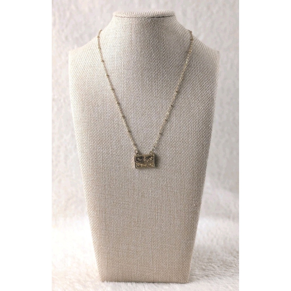 Gold Tone Envelope Pendant Necklace Love Letter Charm‎ Adjustable Chain